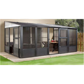 Sojag™ Charleston Wall Sol Sunroom Patio Enclosure Kit Dark Gray with Steel Roof